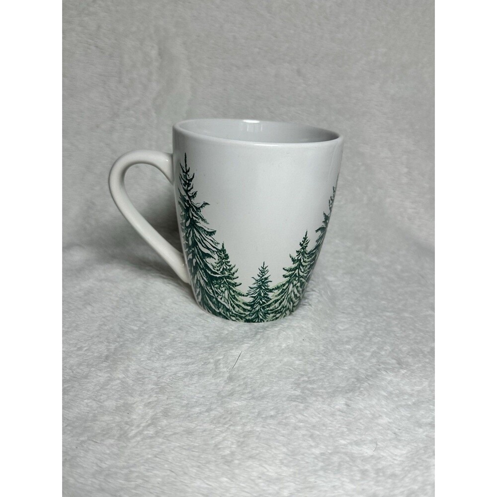 Royal Norfolk Christmas Wintergreen Evergreen Pine Trees Porcelain Coffee Mug